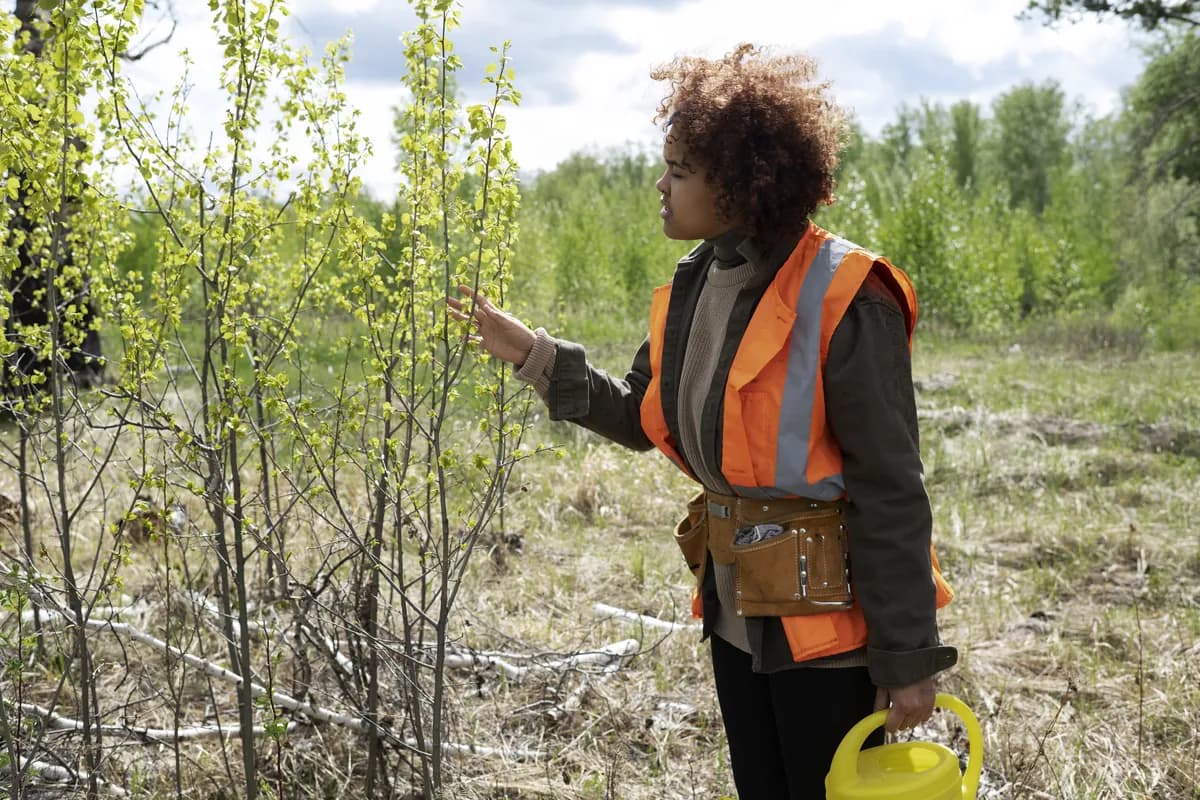 Arborist inspecting tree health in Minnesota